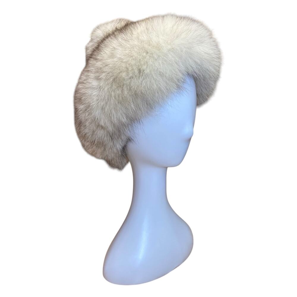 1960s Silver Fox Fur Hat – Mr. Michael Exclusive Pillbox w/ Pom Detail